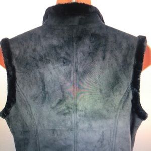 Grey and Black Faux Fur Vest by D & Co.